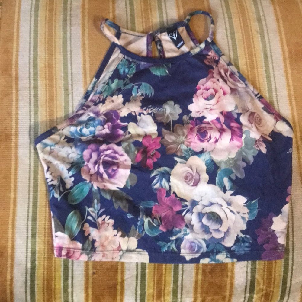 Windsor faux suede floral crop top